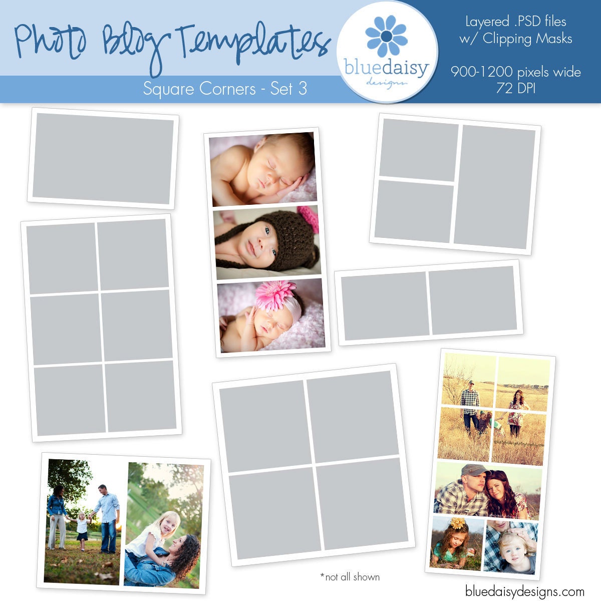 Photo Blog Template Collection Set 3 Square by bluedaisydigital