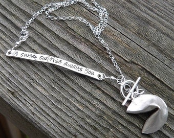 Custom Enscribed Fortune Cookie Necklace