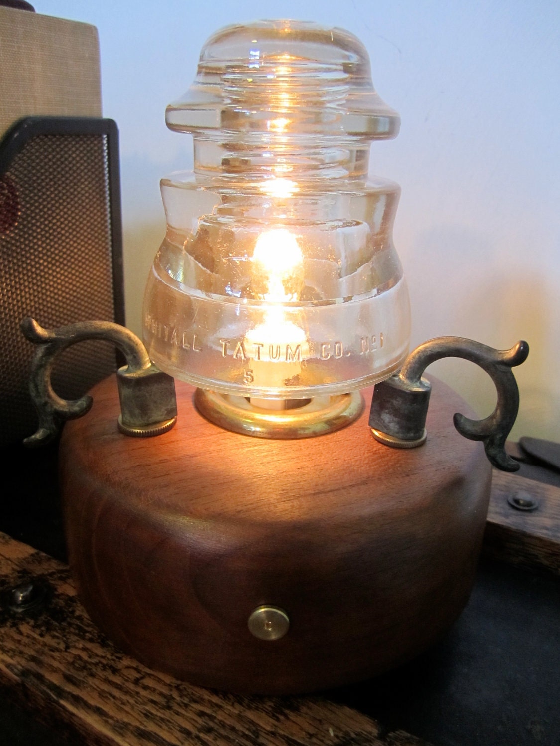 Vintage Glass Insulator Lamp