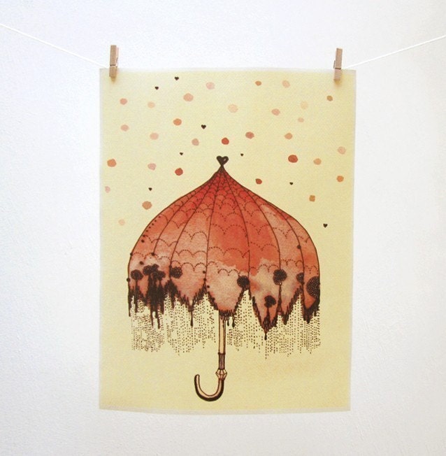 Peach Umbrella LARGE 11x16 Print