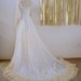 RESERVED Vintage 50s Ivory Wedding Dress with 90 Inch Veil and Train Victorian Style Lace Tulle Metal Zipper Size Small estimated