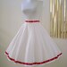 50s 60s Vintage White Circle Skirt with Metal Zipper Rockabilly Full Skirt Size Small to Medium