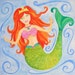 MERMAID painting,12x12 Canvas, Nursery Art for Girls Room