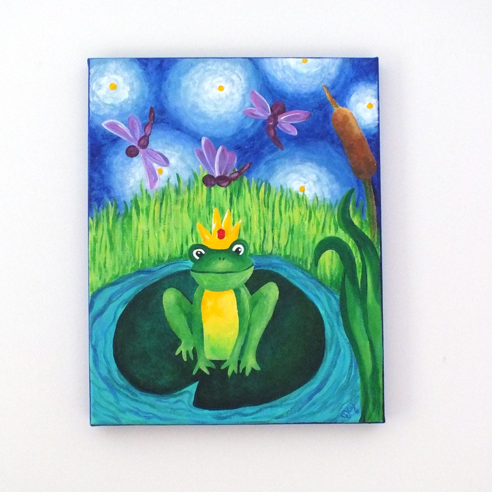 Fairytale Art for kids THE FROG PRINCE 11x14 canvas painting