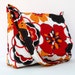 Messenger Bag Cross Body Purse - Large Flowers in Mustard Yellow and Burnt Red, Long Adjustable Strap, Medium Size