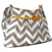 Gray Chevron Purse - Zig Zag Pleated Shoulder Bag - Medium - Adjustable Strap - 5 pockets