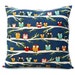 Set of Two Decorative Pillow Covers 18 x 18 - Owls on Branches, Owl Pillow Blue