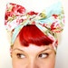 Vintage Inspired Head Scarf, Bow or Bandanna Style, Powder Blue Vintage Rose, Rockabilly, Retro, 1940s, 1950s