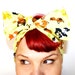 Vintage Inspired Head Scarf, Bears, Foxes, Skunks, Owls, Bunny, Lime green, Retro, Vintage
