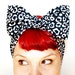 Vintage Inspired Head Scarf, Bow or Bandanna Style, Black and White Leopard print, Rockabilly, Retro