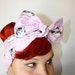 Vintage Inspired Head Scarf, Bow or Bandanna Style, Pink with Kittens, Princess