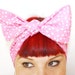Vintage Inspired Head Scarf, Bow or Bandanna Style, Pink with Polka Dots, Retro, Rockabilly