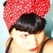 Vintage Inspired Head Scarf, Bow or Bandanna Style, Red Polka Dots