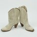 Vintage Cowboy Boots Ecru High Heel Gold Toe Stitching