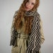 Vintage Scarf Winter Zig Zag Chevron Tribal Taupe Chocolate Brown