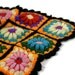 Vintage Afghan Blanket Crocheted Granny Squares Daisies Multicolored Vibrant