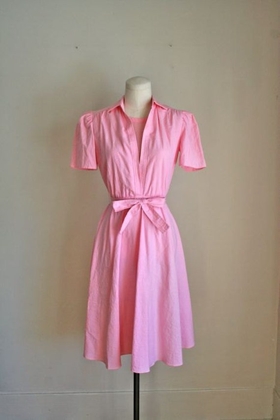 vintage 80s pink dress / CAFE WAITRESS uniform dress / S by MsTips