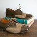 vintage girls oxford shoes - PATENT leather & SUEDE two-tone shoes / youth 1.5