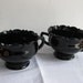 Black Amethyst Cream and Sugar / Fancy Depression Glass