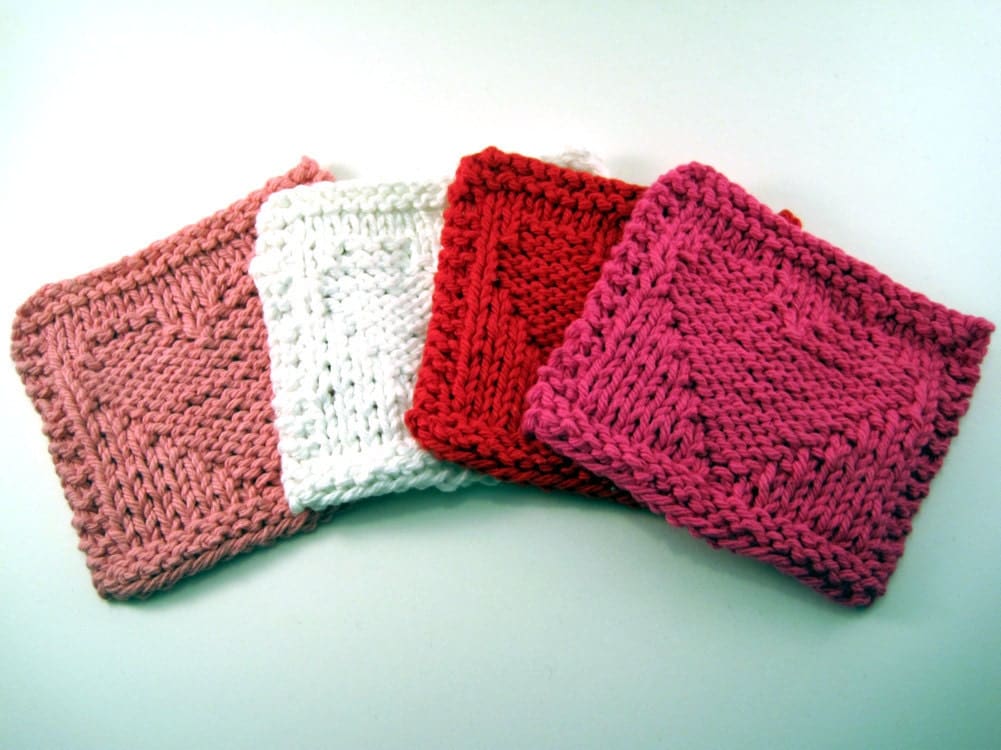 Hand Knitted Coaster Set Hearts Collection