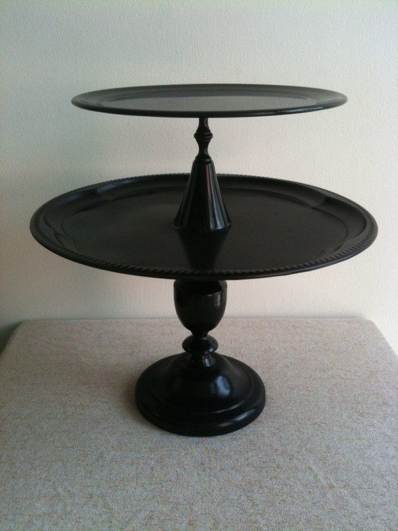 2Tiered Vintage Black Lacquered Cake Stand by BurlesqueBakery