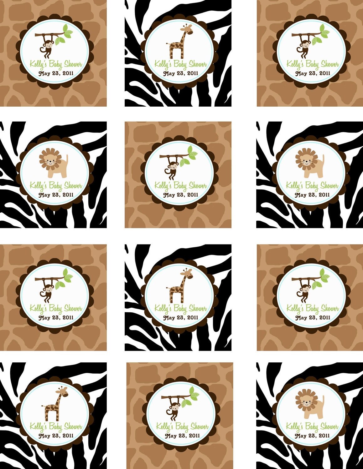 Printable Jungle Cupcake Toppers Jungle Baby by PrintYourEvent