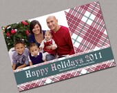 Custom Christmas Cards, Holiday Cards, Red and Teal Plaid, Printable File (406) Il_170x135