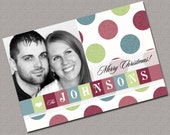 Modern Christmas Cards, modern Holiday Cards, Teal, Red and Lime Green Polka dots, Printable File (407) Il_170x135