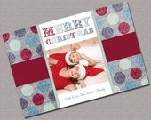 Personalized Holiday Cards, Christmas Cards, Photo, Red and Blue, Polkadots, Damask, Printable File (413) Il_170x135