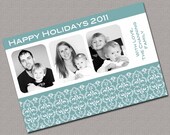 Unique Christmas Cards, Holiday Cards, Aqua, White lace, printable digital file (415) Il_170x135