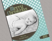 Unique Christmas Cards, Holiday Cards, Turquoise and Brown Polkadots, Printable File (462) Il_170x135
