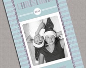 Unique Holiday Cards, Christmas Cards, Aqua and Purple Stripes, Printable Digital File (460) Il_170x135