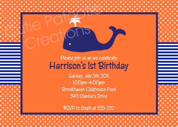Preppy Whale Birthday Invitation Preppy Whale Birthday Party Invitations Nautical Birthday Invitation Printable Digital Il_570xn