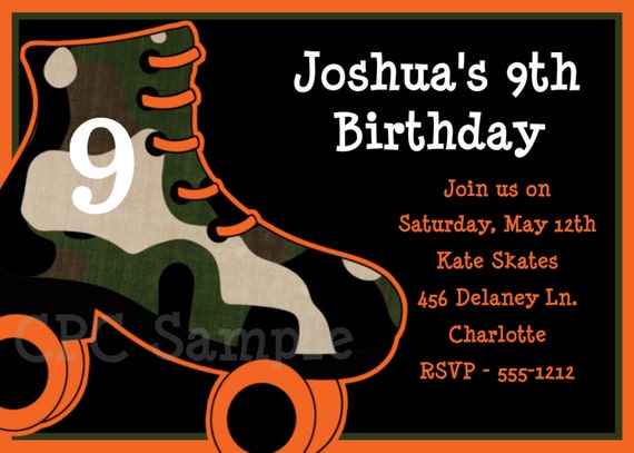 Polkadot Roller Skating Birthday Invitations P Dc Z