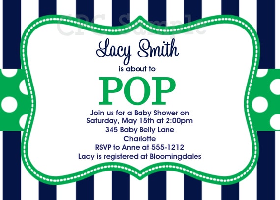 She's about to Pop Baby Shower Invitation, Printable or Printed Il_570xn