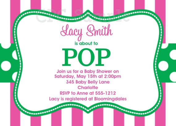 She's About to POP Baby Shower Invitation , She's Ready to POP Baby Shower Invitations, Printable or Printed Il_570xn