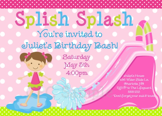 Printable Water Slide Birthday Party Invitations 10