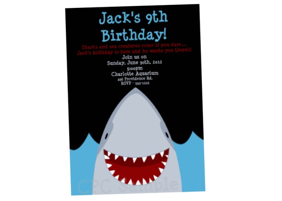 Shark Birthday Party Invitation Wording 8