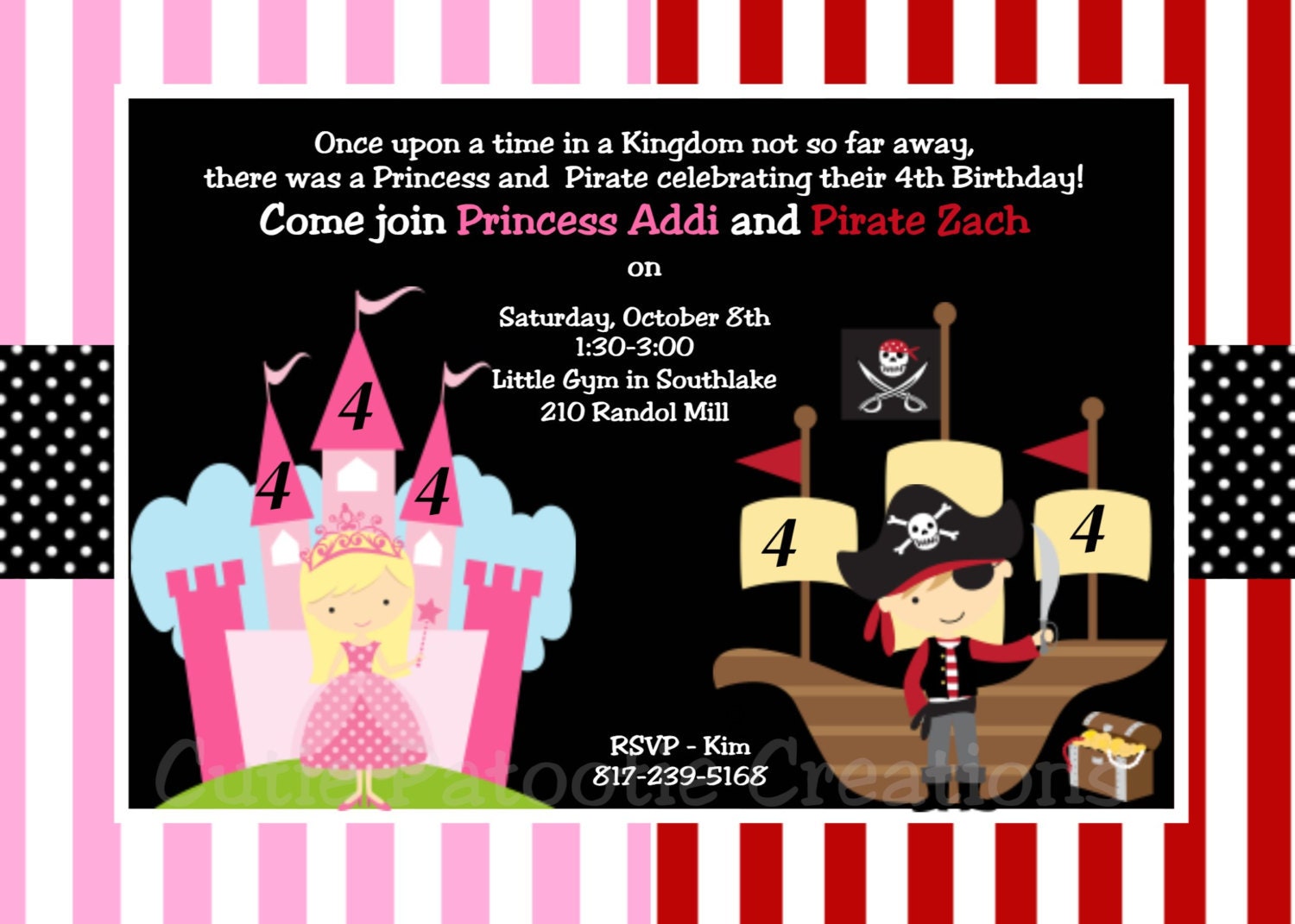 Printable Princess And Pirate Party Invitations 2