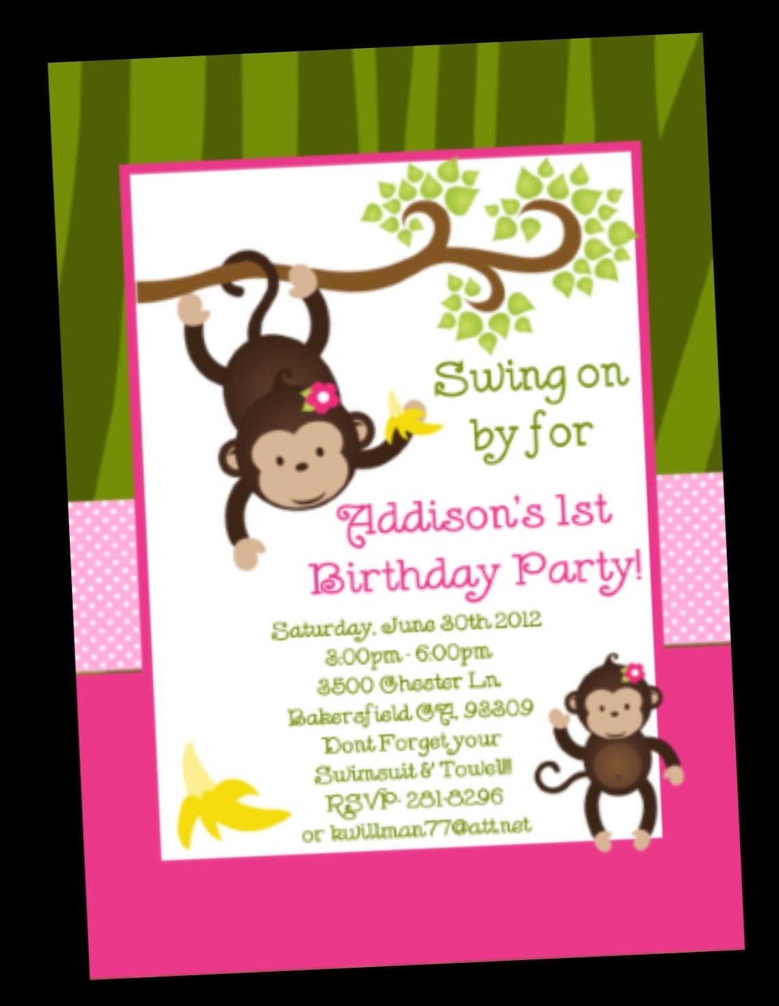 Monkey Invitations For Birthday Party 1