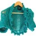 Hand Knit Lace Shrug in Green