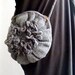 Grey CrossBody Bag Crochet Clutch Purse with Flower