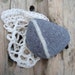 Irish Worry Stone Striped Beach Pebble in Crochet Bag