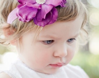 Purple Flower Headband, baby headband, flower girl hair accessories, hair acessories for little girl
