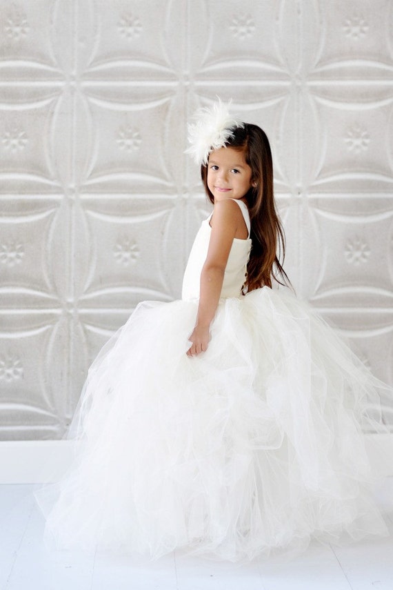 Flower Girl Wedding Dress Ivory Flower GIrl by BambaroosBoutique