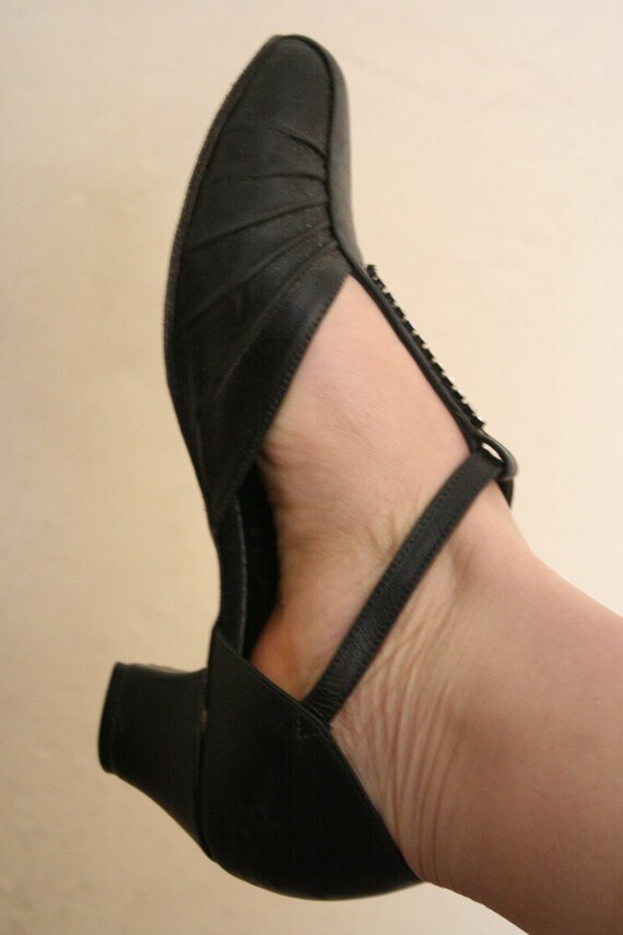 black t strap heels
