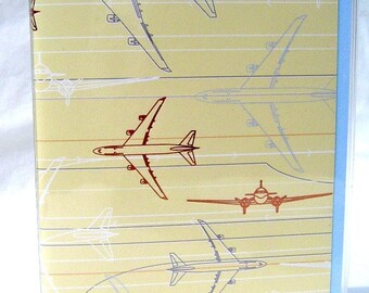 Airplane passport wallet, plane travel wallet, blue and beige passport holder, airplane passport cover, travel accessory, passport id case
