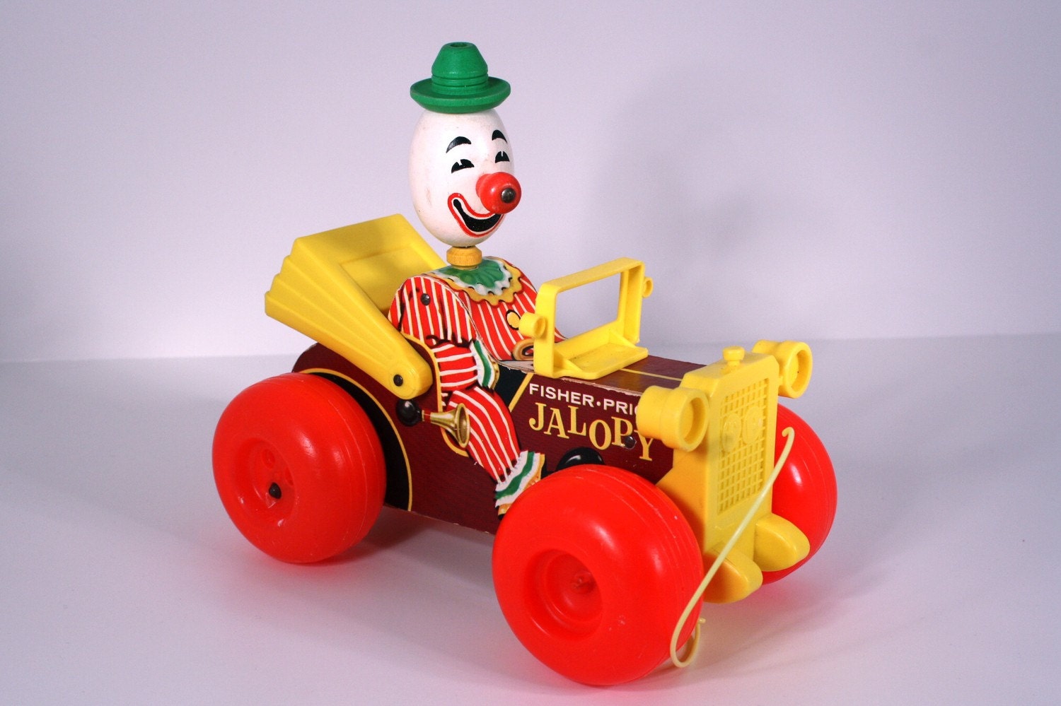 Vintage Fisher Price 1965 Jalopy Clown Pull Toy