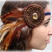 Brown, Rust and Navy Beaded Bohemian Feather Headband