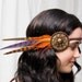 Tribal Beaded Bohemian Feather Headband - gypsy, hippie, warrior, black, rust, orange